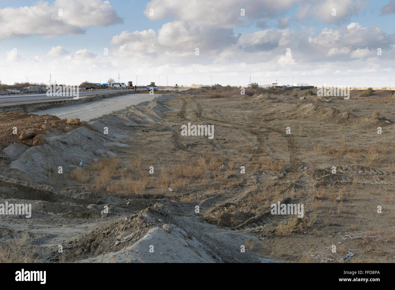 Surfacing work continues on the Great Silk Road Stock Photo