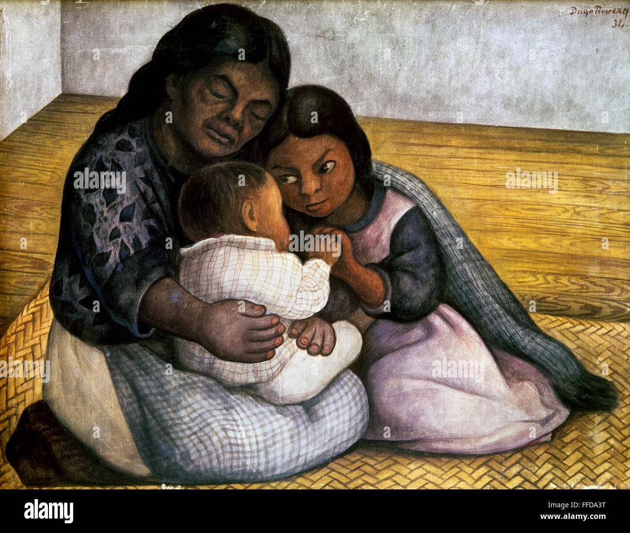 RIVERA: MOTHER & CHILDREN. /nOil on canvas by Diego Rivera, 1934 ...