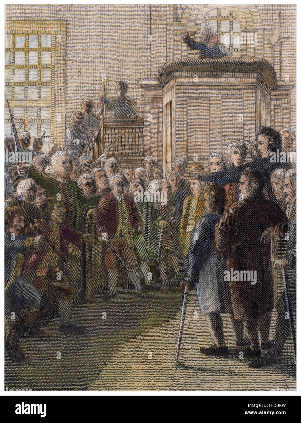 TOWN MEETING, 18th CENTURY. /nAn unruly American town meeting at the