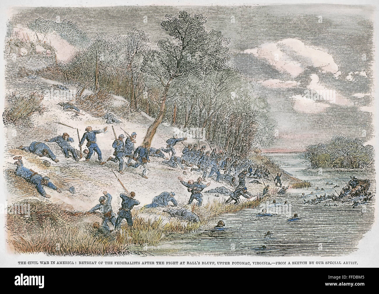 CIVIL WAR BALL'S BLUFF. /nRetreat of Union soldiers after the fight at