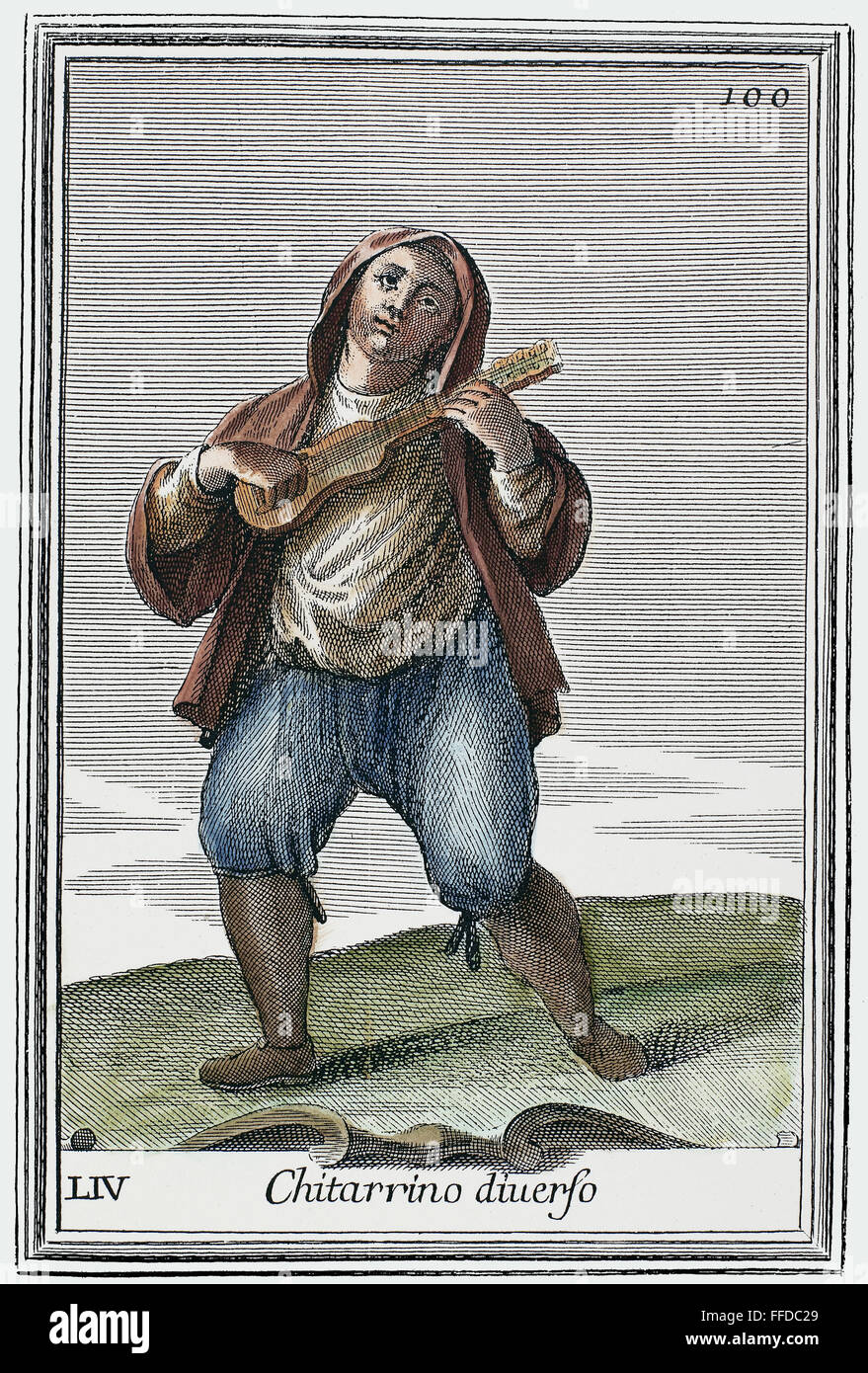 GUITAR, 1723. /nThe Italian guitar. Copper engraving, 1723, by Arnold van Westerhout. Stock Photo