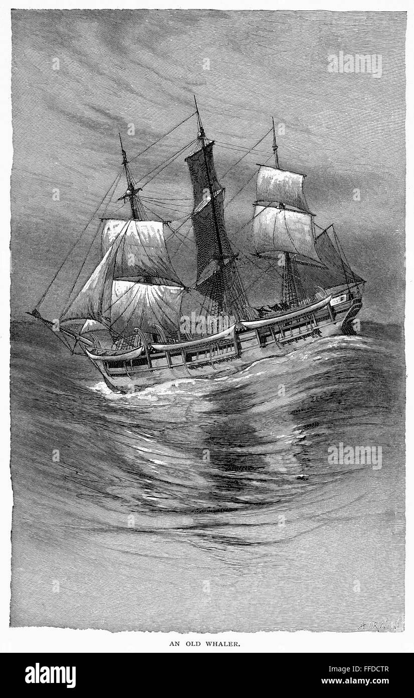 AN OLD WHALER. /nA late 18th century or early 19th century whaling ship ...