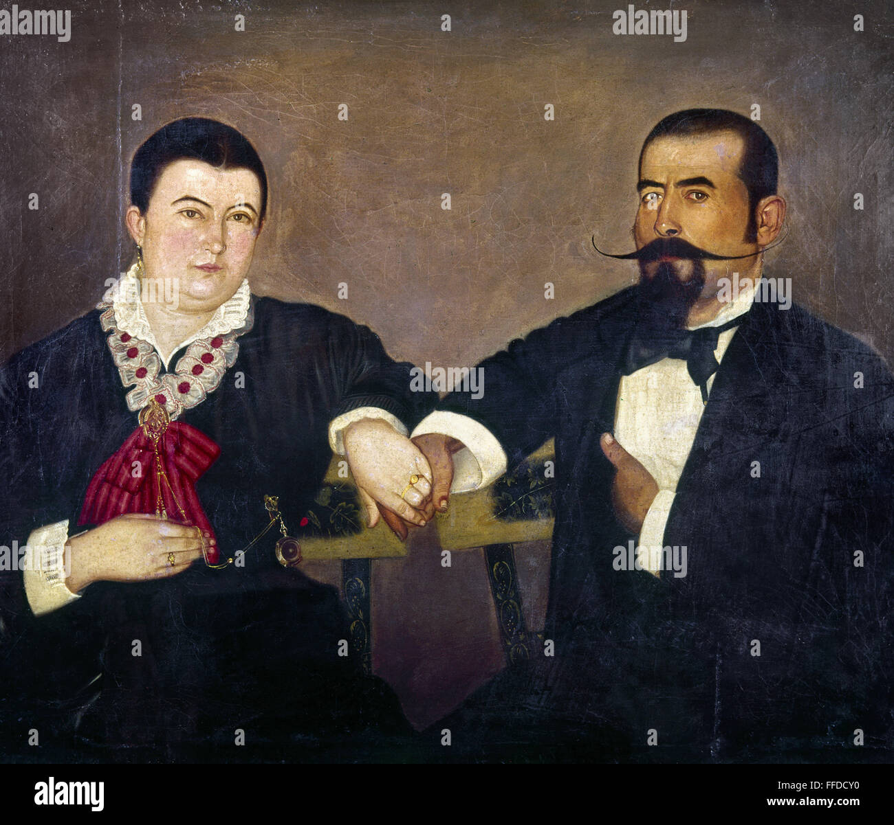 BUSTOS COUPLE, 1883. /nMexican couple. Painting by Hermenegildo Bustos, 1883 Stock Photo Alamy