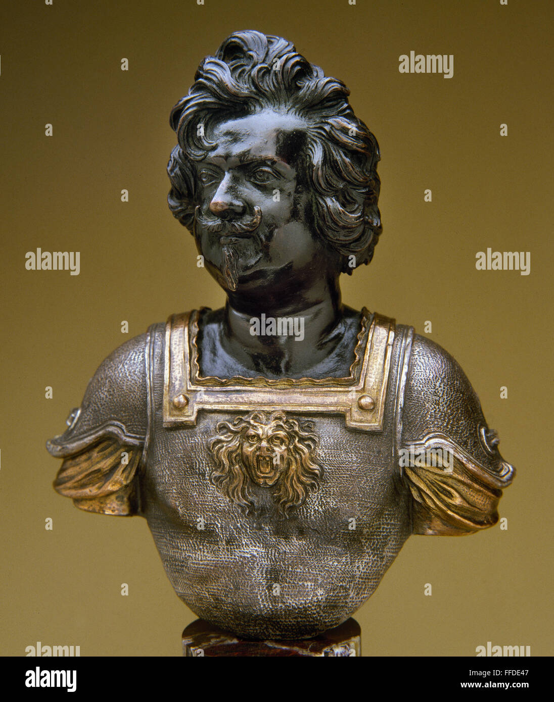 BERNINI: BRONZE BUST. /nBronze bust, with gilt and silver, after Giovanni Lorenzo Bernini. Stock Photo