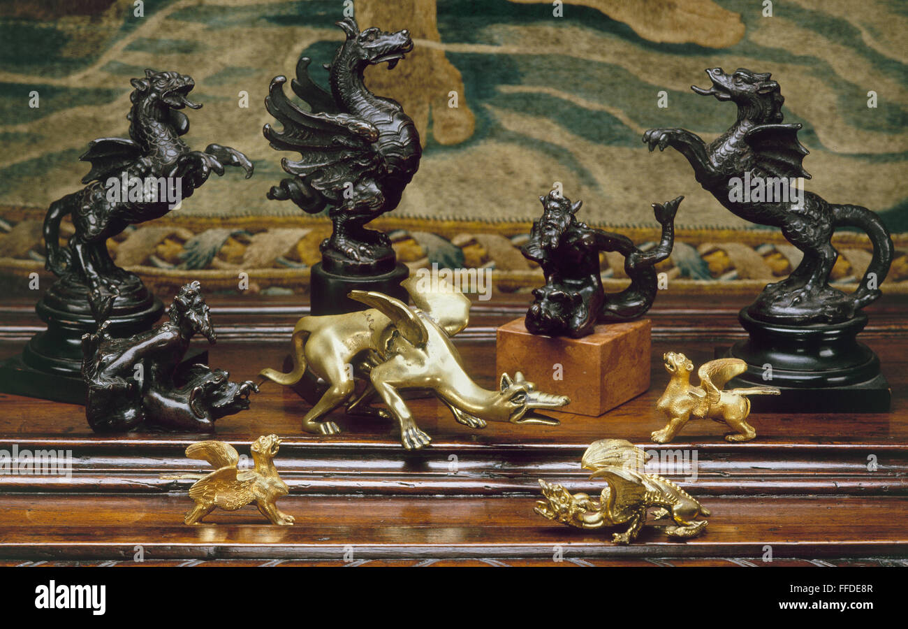 DRAGONS. /nBronze dragons, 15th to 16th century, by French, Flemish, German, and Italian craftsmen. Stock Photo