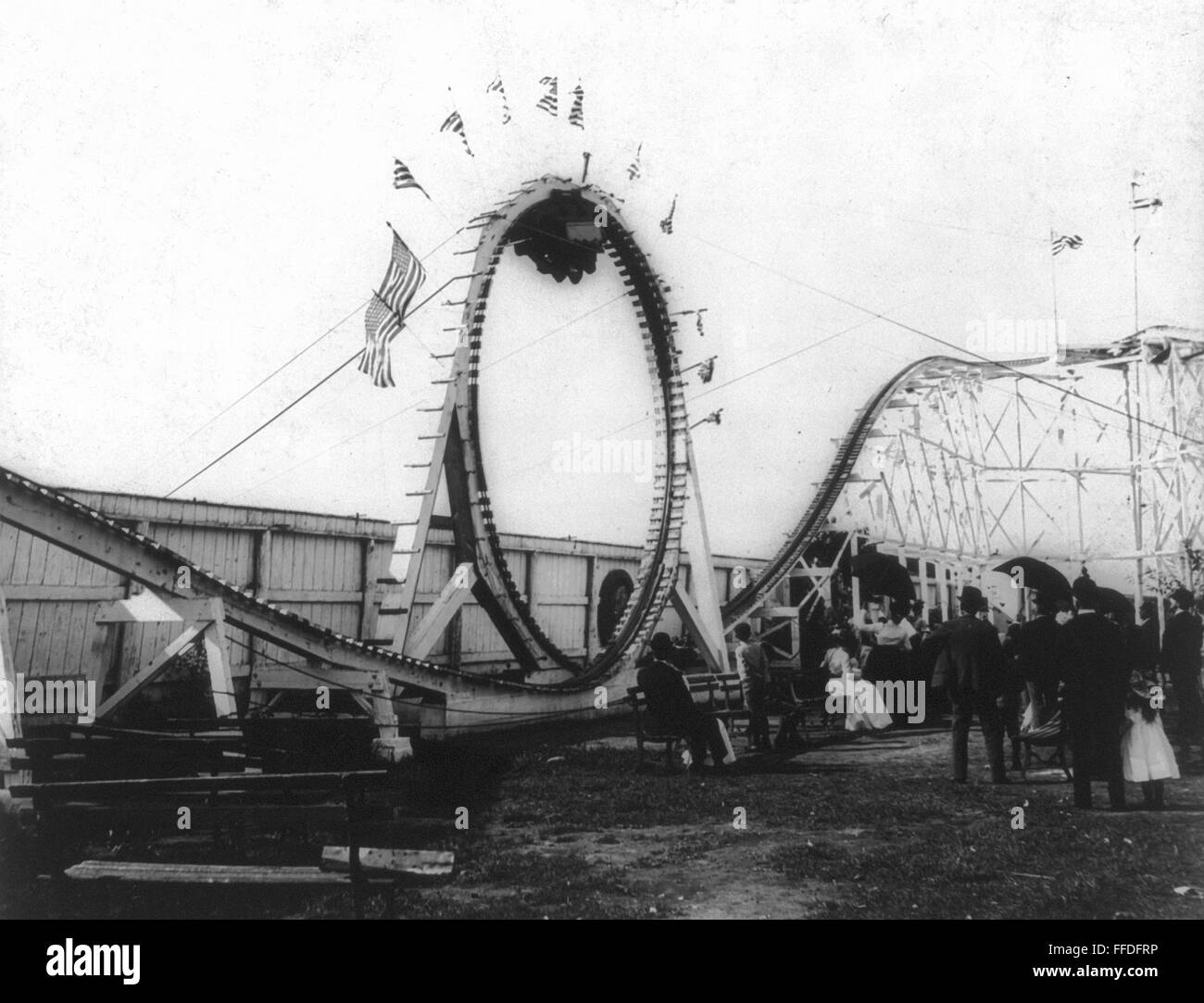 The Flopper Ride STEEPLECHASE PARK, c1900. /nThe 'Flip Flap' loop rollercoaster at ...