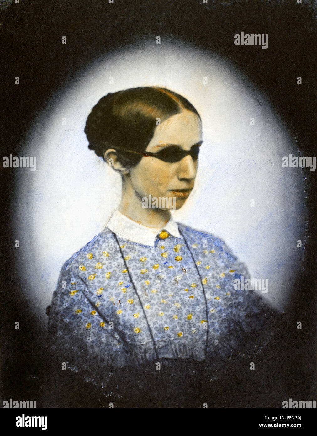 LAURA DEWEY BRIDGMAN /n(1829-1889). American blind deaf-mute, the first blind deaf-mute successfully educated by systematic means. Oil over a daguerreotype. Stock Photo