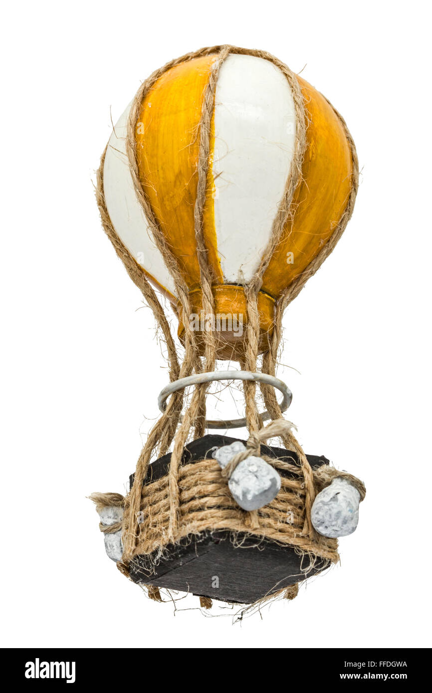 Decorative a hot air balloon, isolated on white background Stock Photo