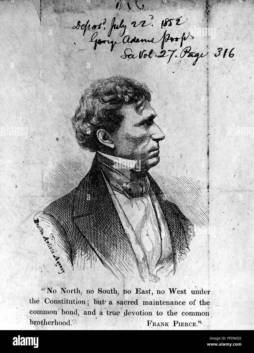 FRANKLIN PIERCE (1804-1869)./n14th President of the United States Stock ...