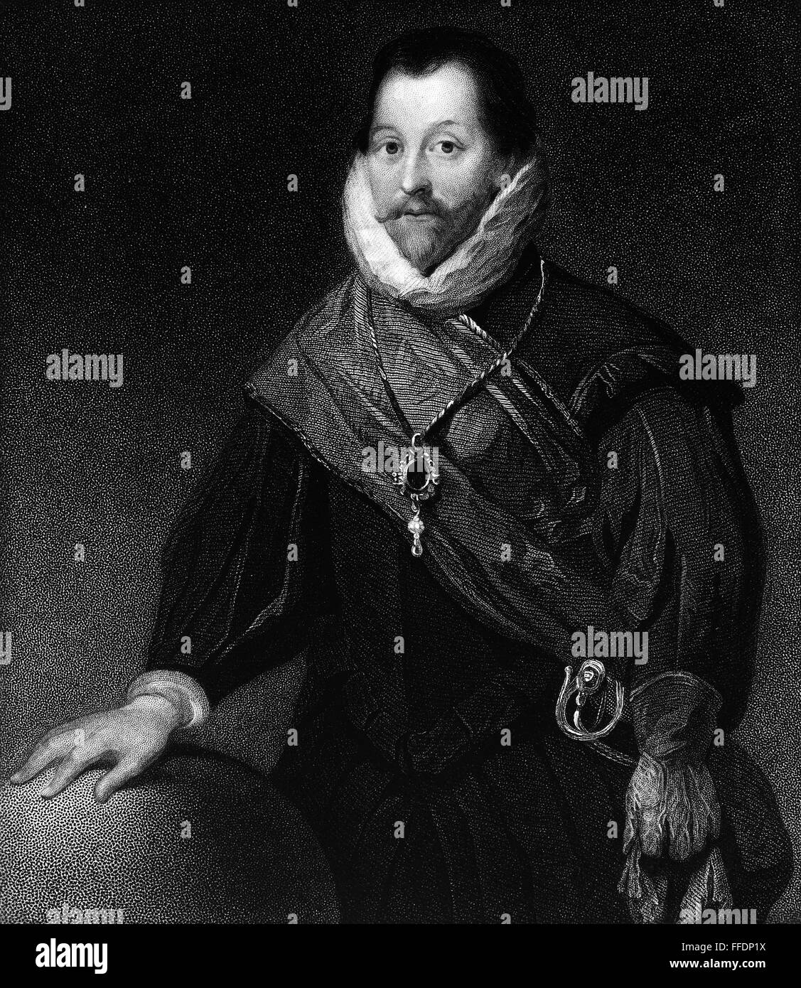 SIR FRANCIS DRAKE /n(c1540-1596). English admiral and navigator. Undated aquatint. Stock Photo