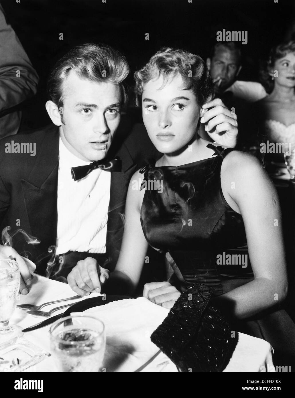 DEAN & ANDRESS, 1955. /nAmerican actor James Dean with Swiss actress