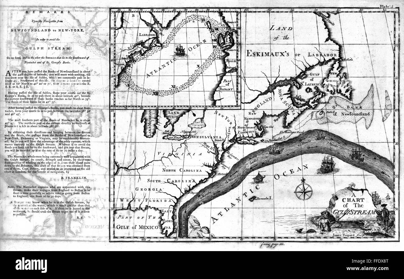 Benjamin franklin gulf stream chart hires stock photography and images