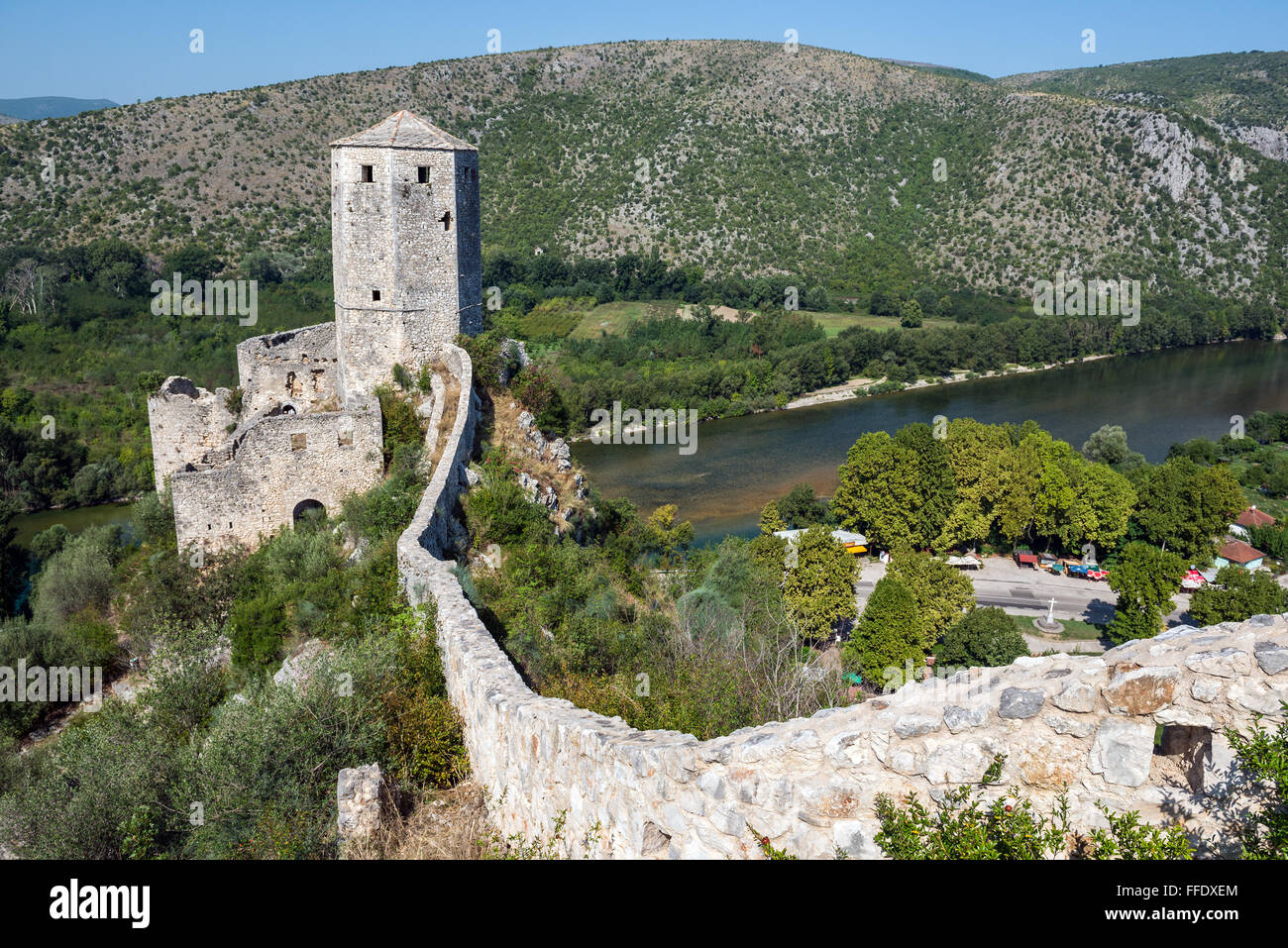 medieval citadel built by King Tvrtko I of Bosnia in 1383 in Pocitelj village over Neretva river, Bosnia and Herzegovina