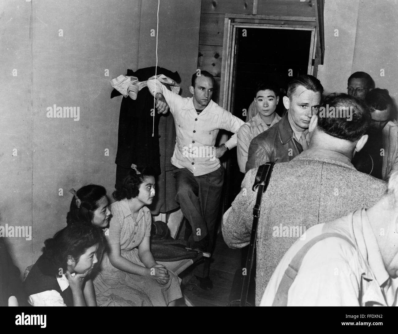 JAPANESE INTERNMENT, 1943. /nCrowded room at a Japanese internment camp