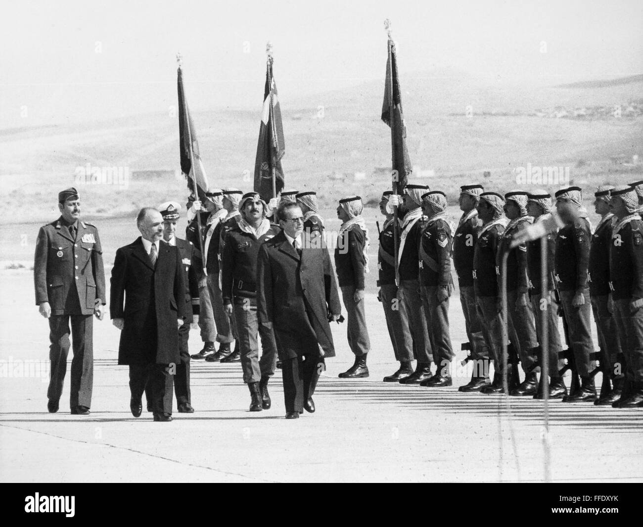 JOSIP BROZ TITO (1892-1980)./nYugoslav soldier and statesman. Tito welcomed to Jordan by King Hussein and Prince Hassan. Photographed 1979. Stock Photo