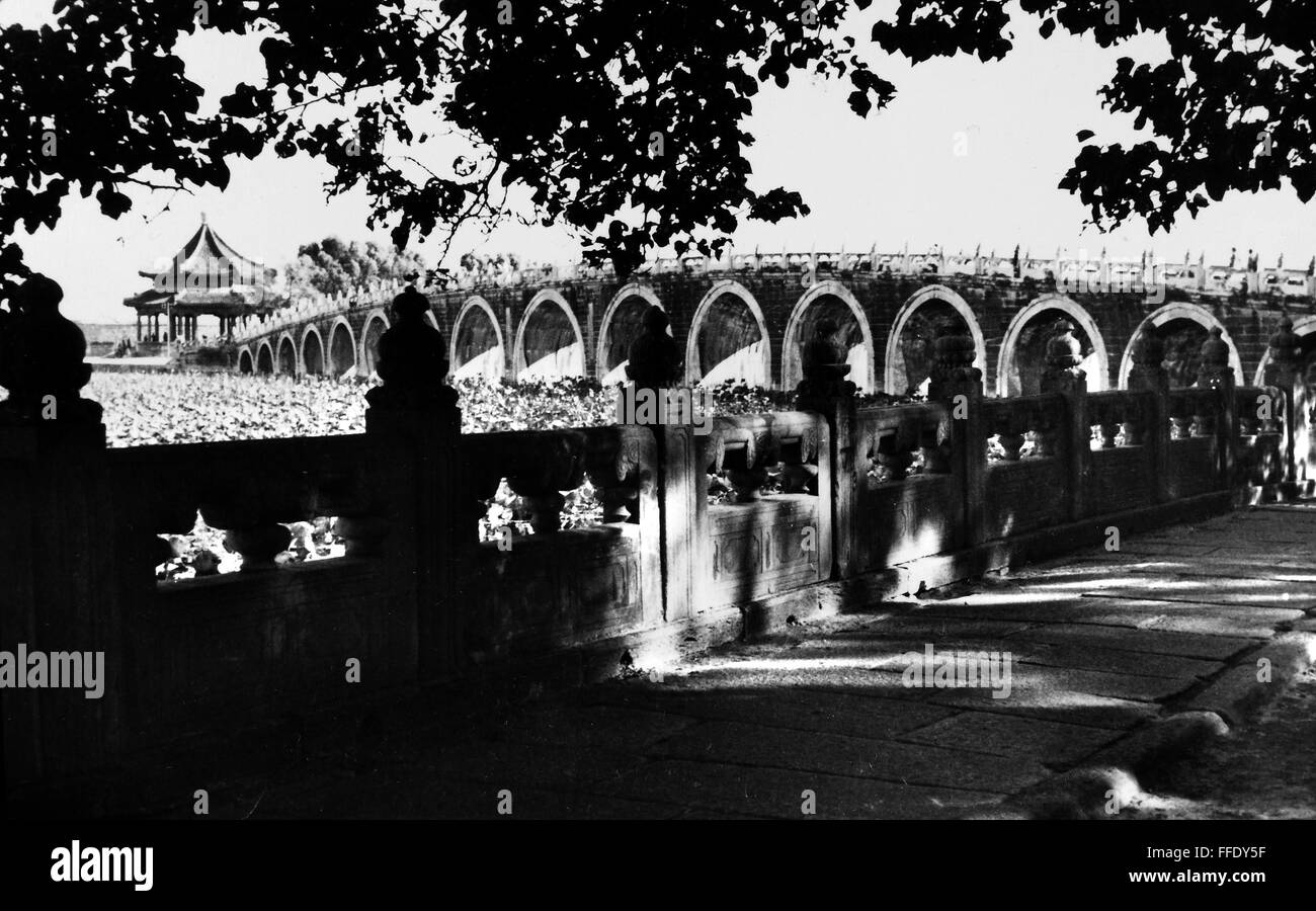 BEIJING: 17-ARCH BRIDGE. /n17-Arch bridge at the Summer Palace in Beijing. Photographed c1920. Stock Photo