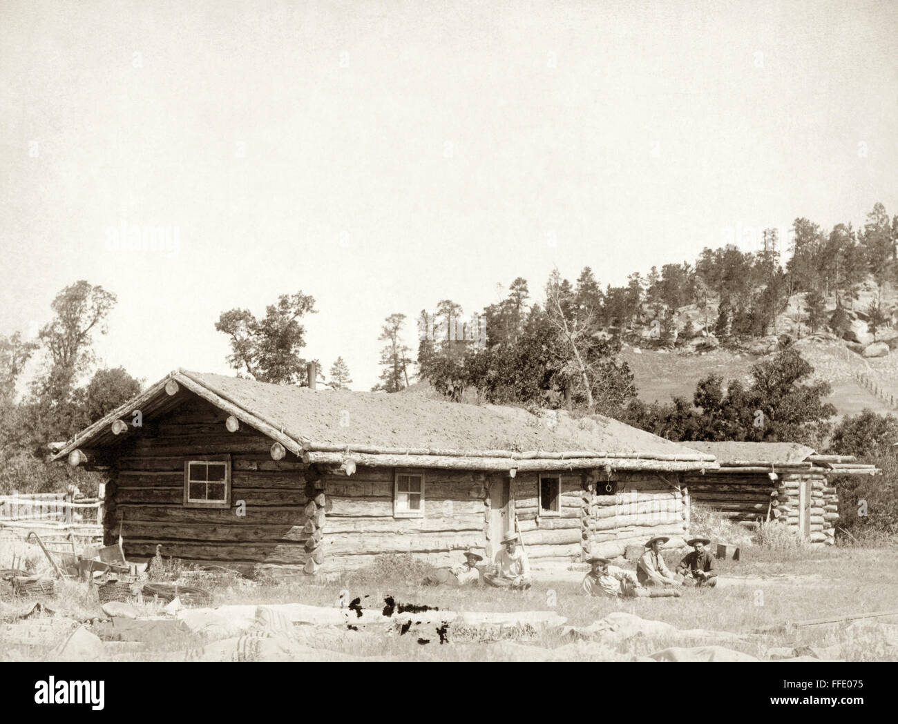 DAKOTA LOG CABIN, c1887. /nLog cabin in the Dakota Territory