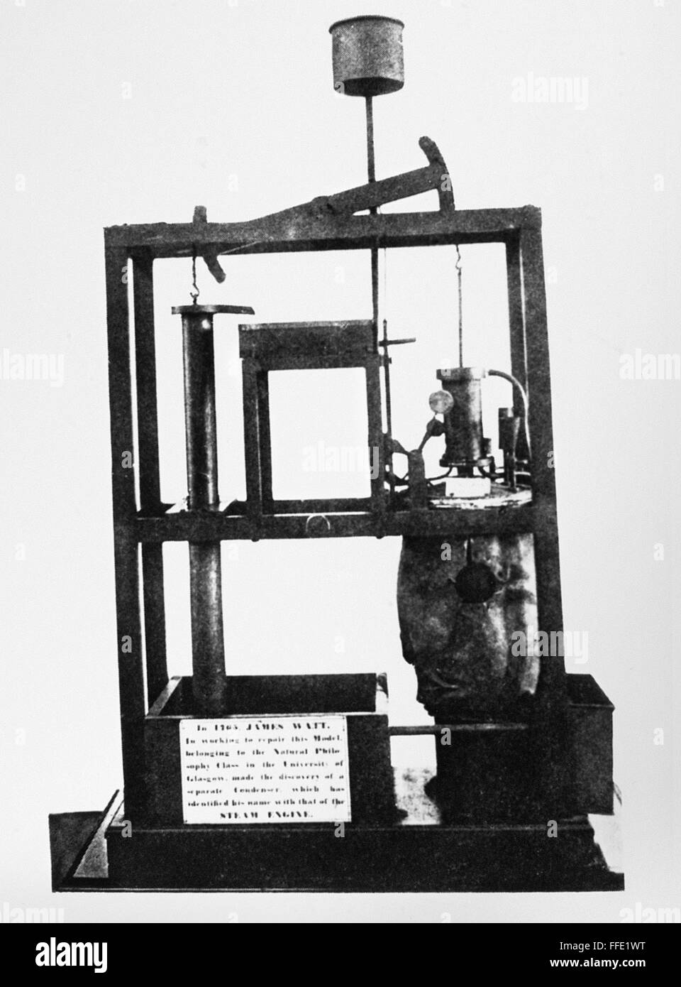 WATT'S STEAM ENGINE, 1763./nSteam engine invented by James Watt, 1763
