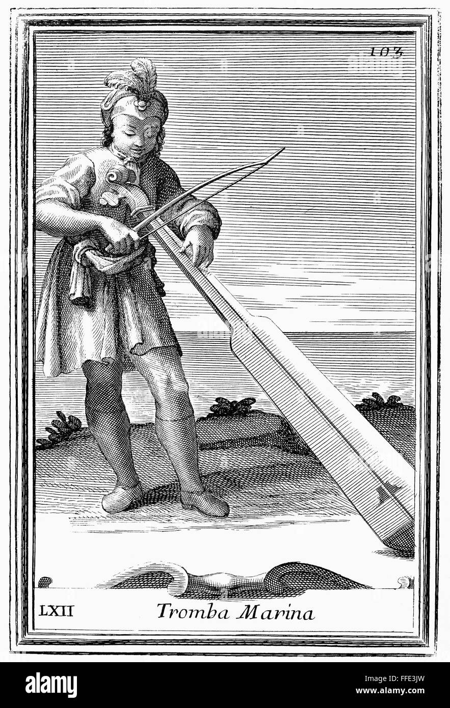 TROMBA MARINA, 1723. /nSinglestringed Renaissance instrument, bowed