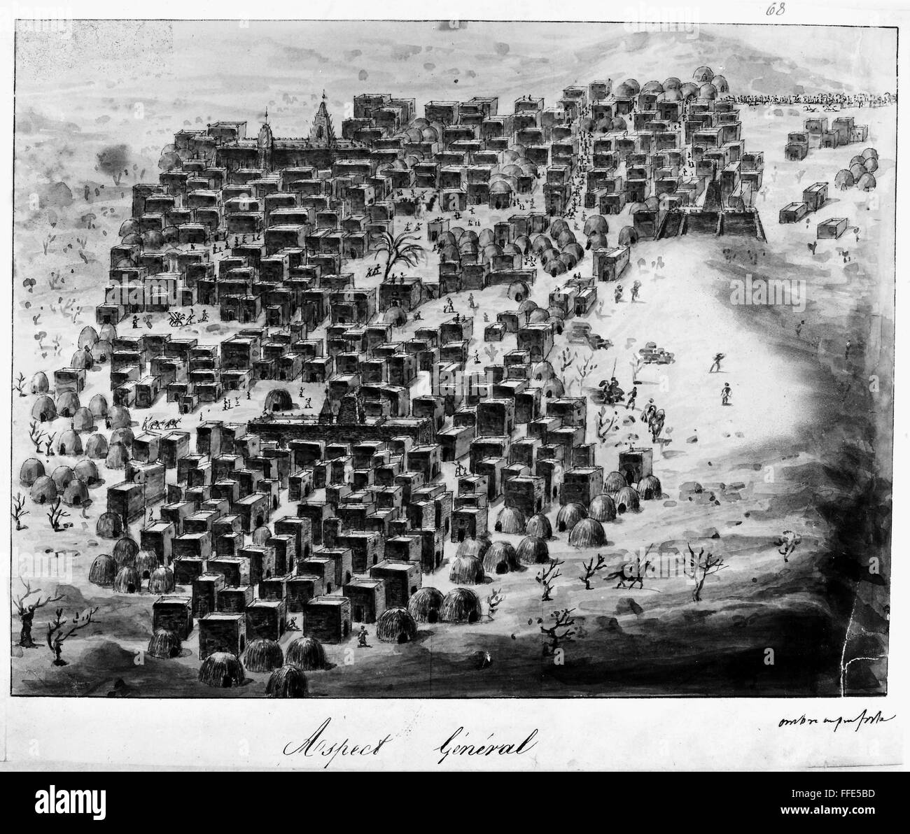 TIMBUKTU, 1828. /nThe French exporer RenΘ CailliΘ's drawing of Timbuktu