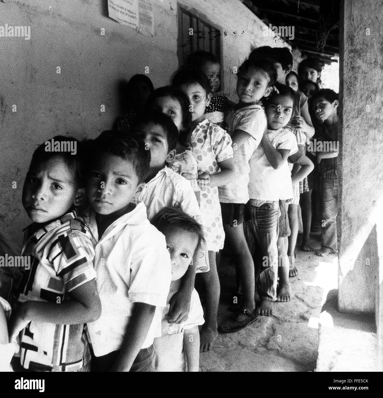 HONDURAS FOOD AID, 1974. /nChildren near La Venta, Honduras, lining up