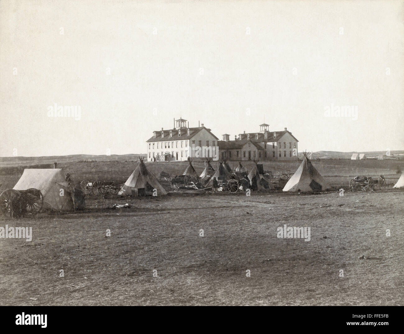 PINE RIDGE RESERVATION. /nSmall Oglala Sioux tipi camp in front of U.S