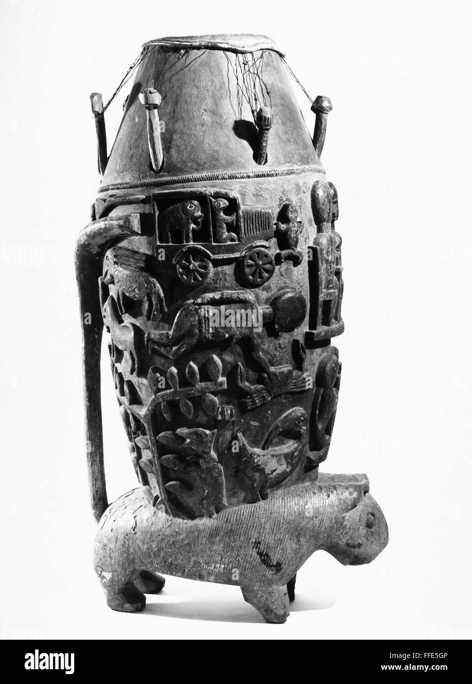 AFRICA: ASHANTI DRUM./nAshanti, Ghana, Wood. Height: 46 inches Stock ...
