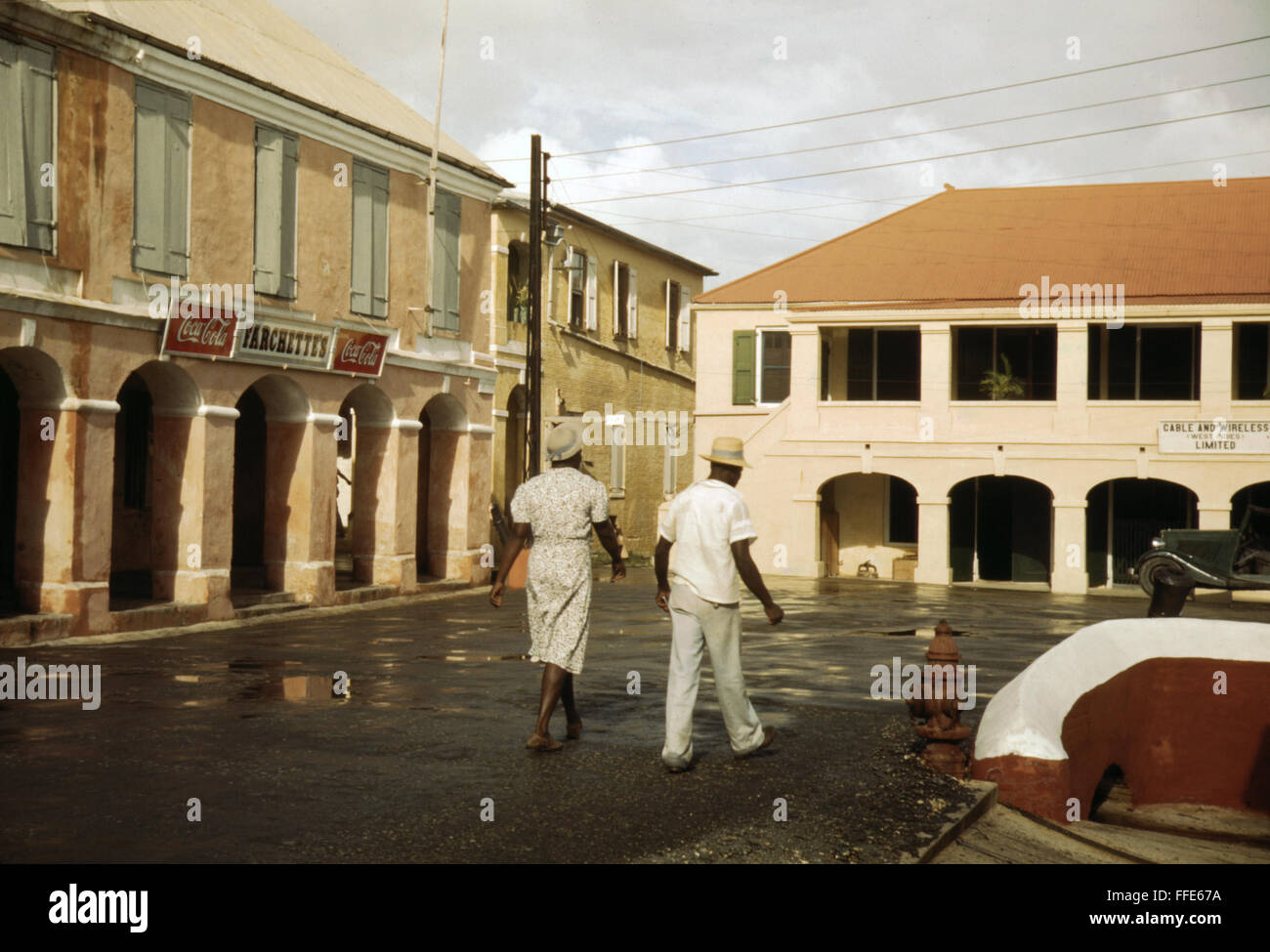ST. CROIX, 1941. /nStreet in a town in Christiansted, St. Croix, Virgin Islands. Photograph by Jack Delano, 1941. Stock Photo
