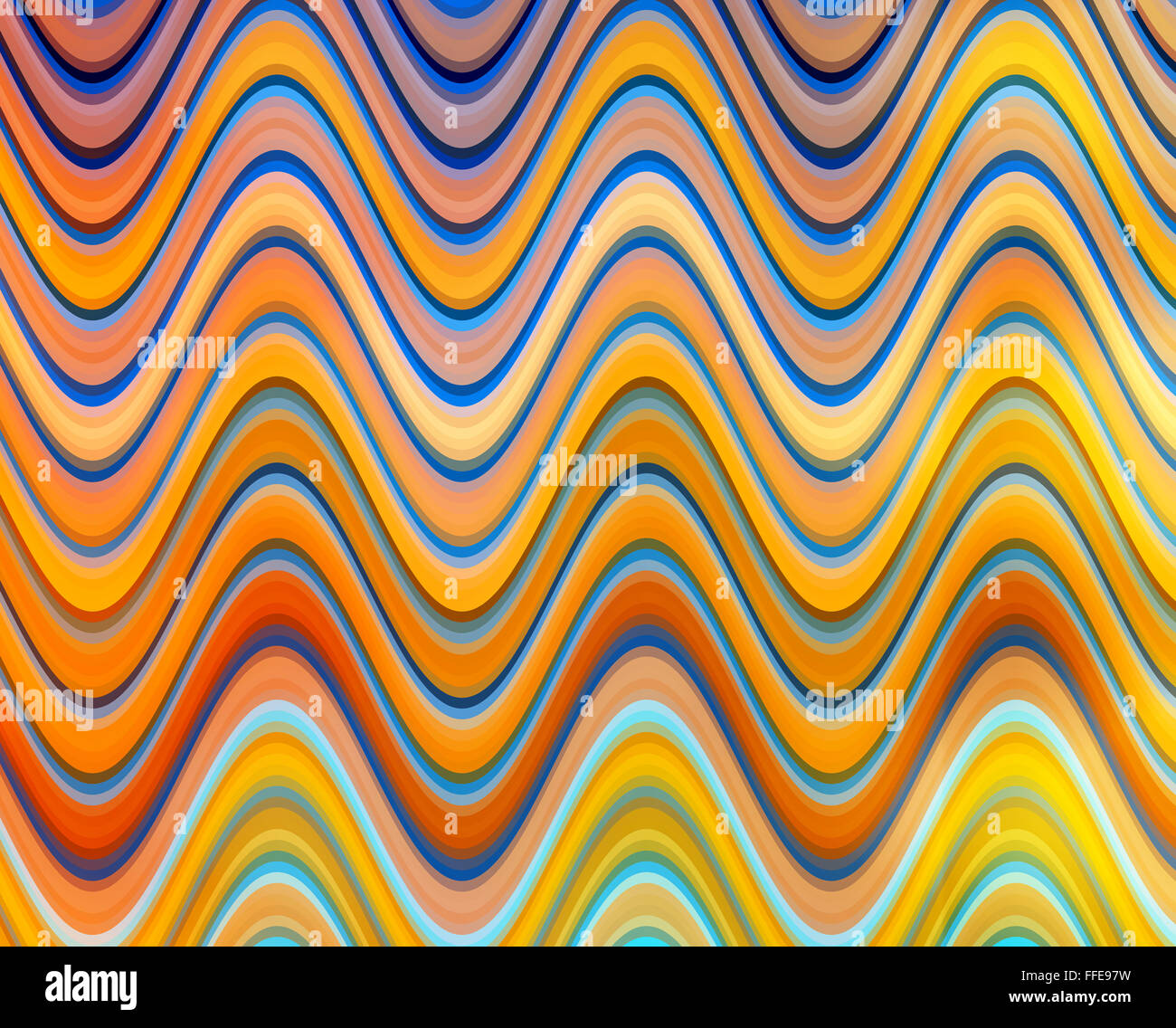 Orange, yellow and blue colours digital waves. Stock Photo