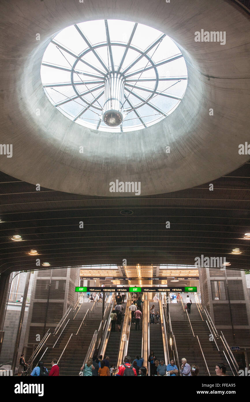 Glass and steel structure of Britomart train transport hub in Auckland ...