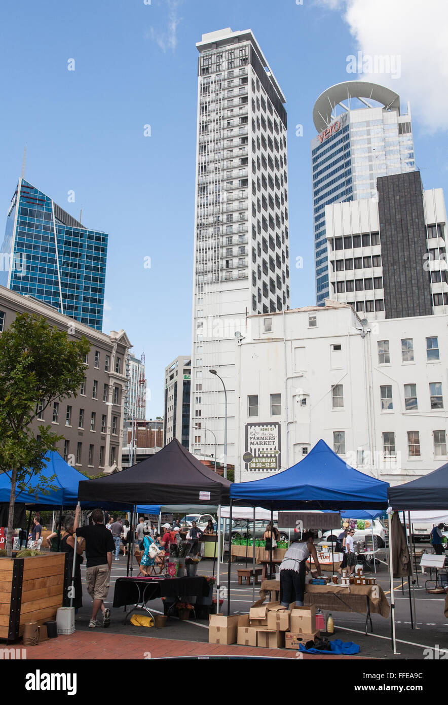 Farmers food market next to Britomart train station in centre of