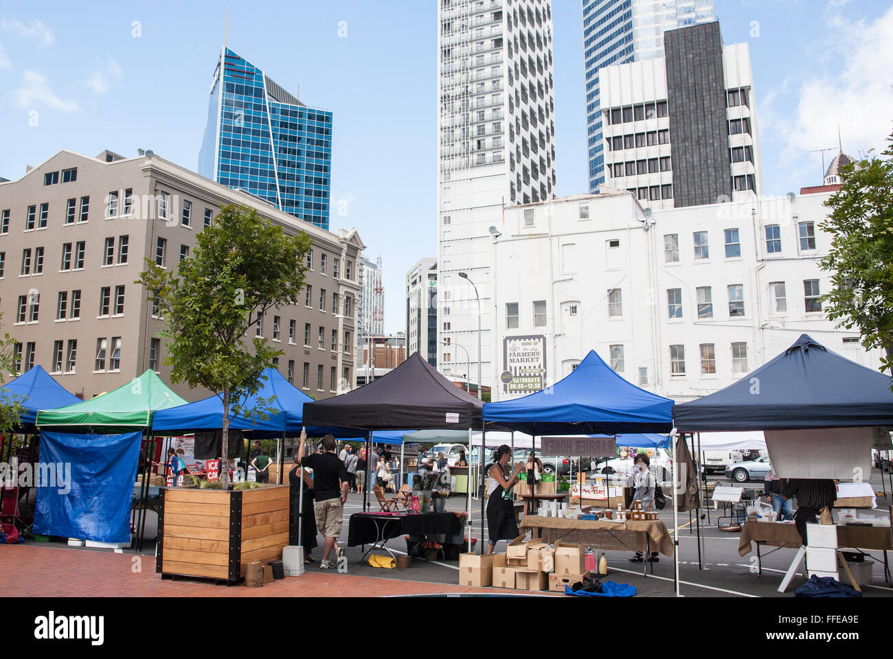 Farmers food market next to Britomart train station in centre of