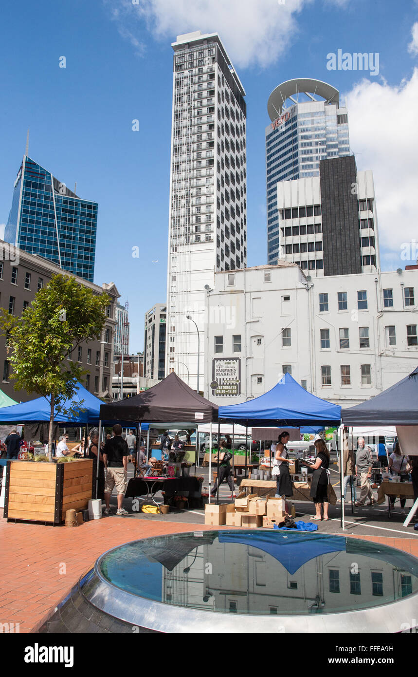 Farmers food market next to Britomart train station in centre of