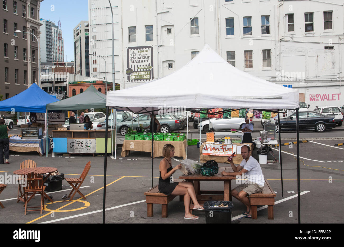 Farmers food market next to Britomart train station in centre of