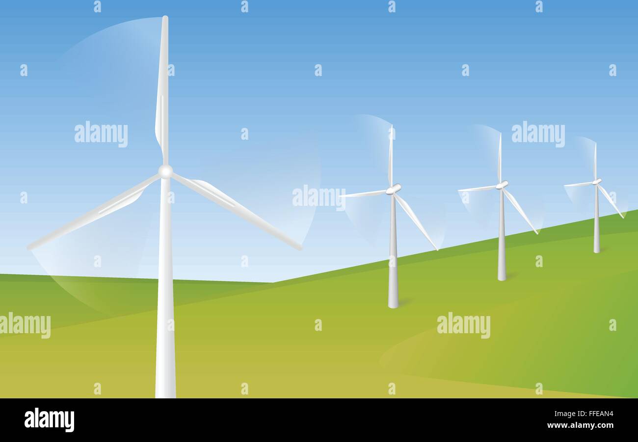 Wind turbine sunrise energy landscape Stock Vector Images - Alamy