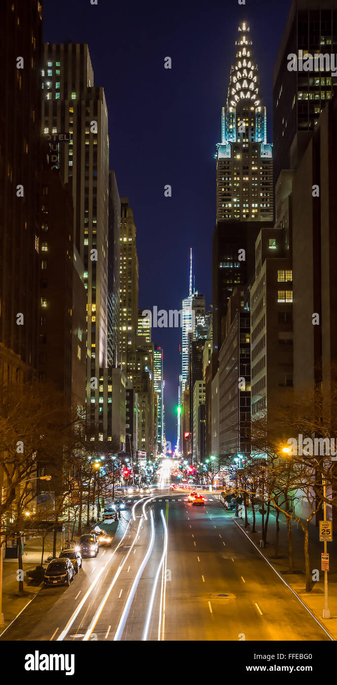 New York City Street at night with Light trails Stock Photo - Alamy