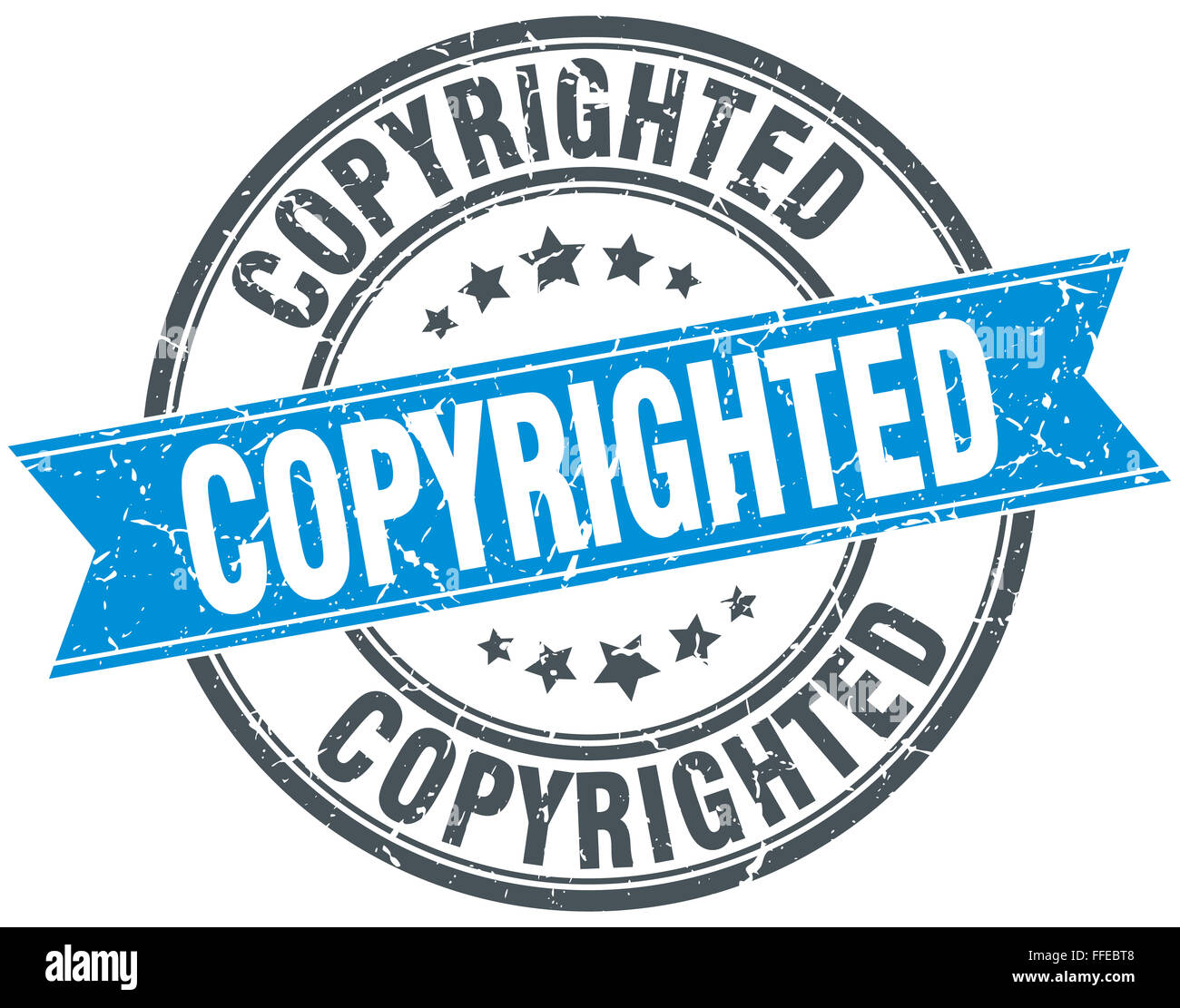 copyrighted blue round grunge vintage ribbon stamp Stock Photo - Alamy
