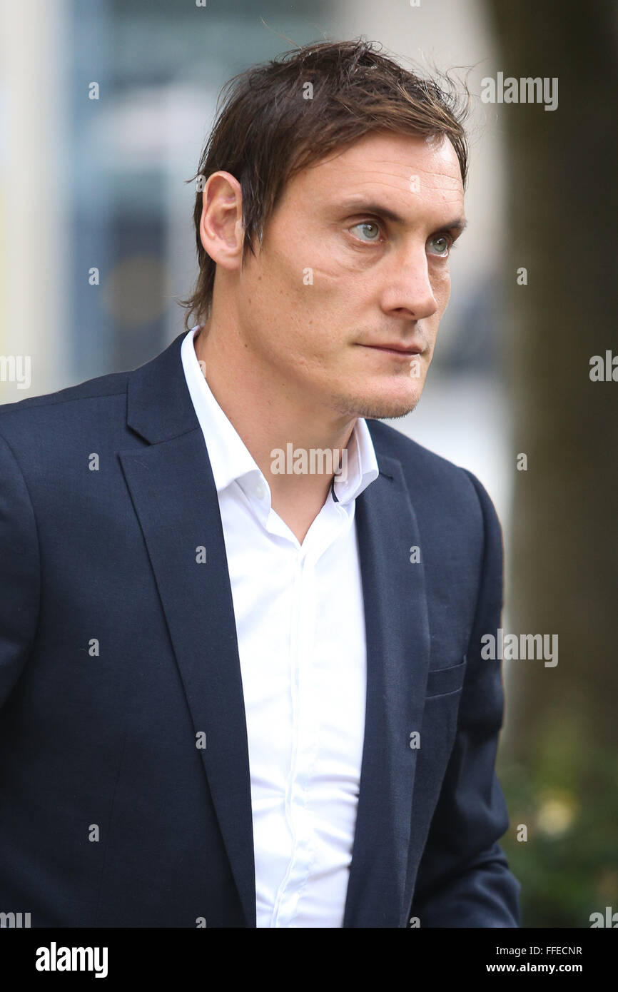 Footballer Dean Whitehead arrives at Bradford Magistrates court charged with speeding at 90mph on the M62. The 33-year-old Hudde Stock Photo