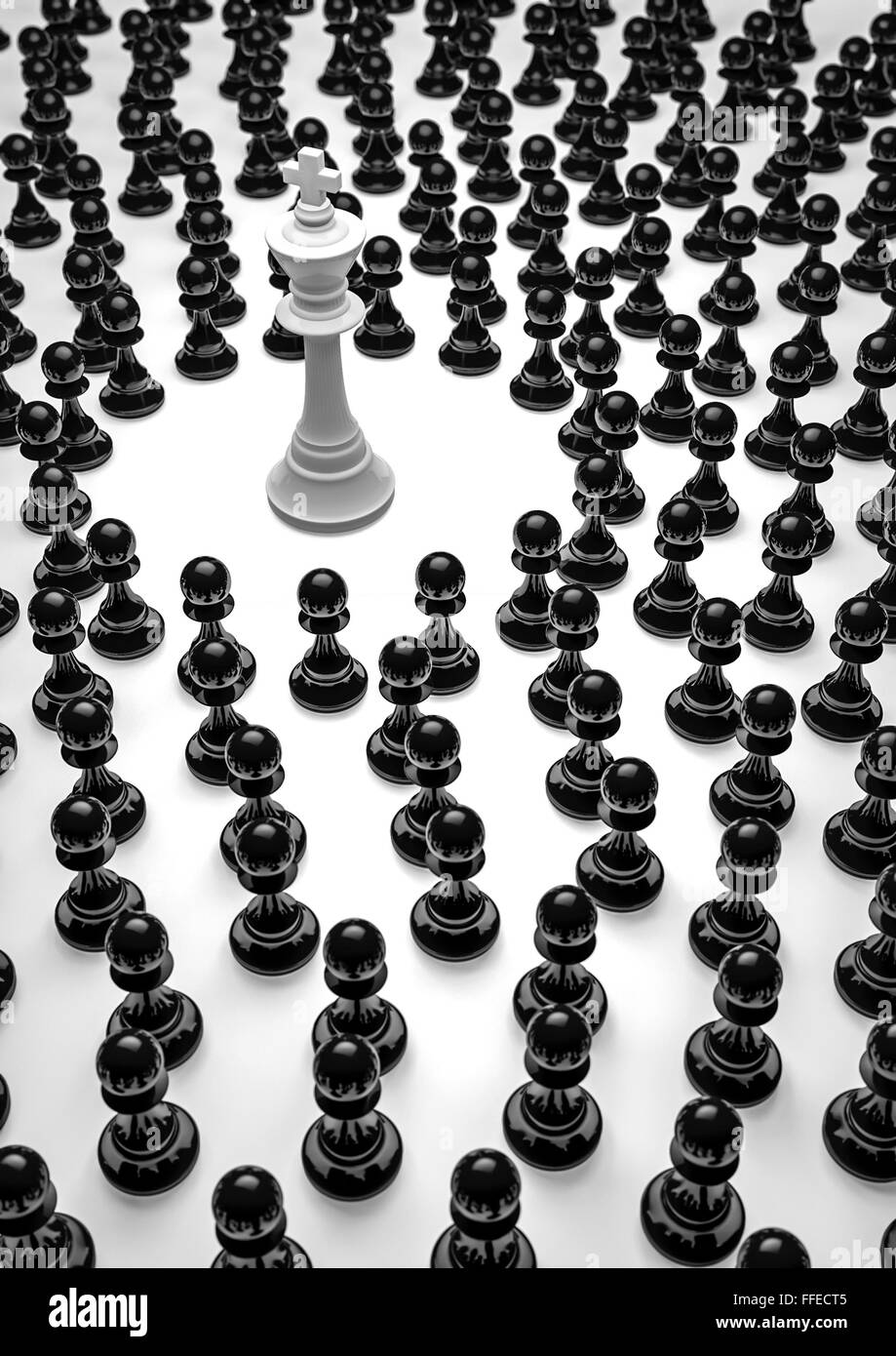 Chess king surrounded / 3D render of chess pieces Stock Photo Alamy