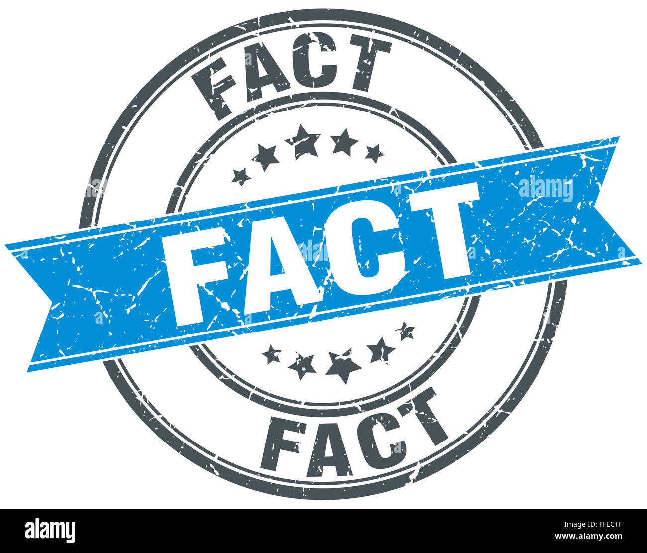 fact blue round grunge vintage ribbon stamp Stock Photo - Alamy