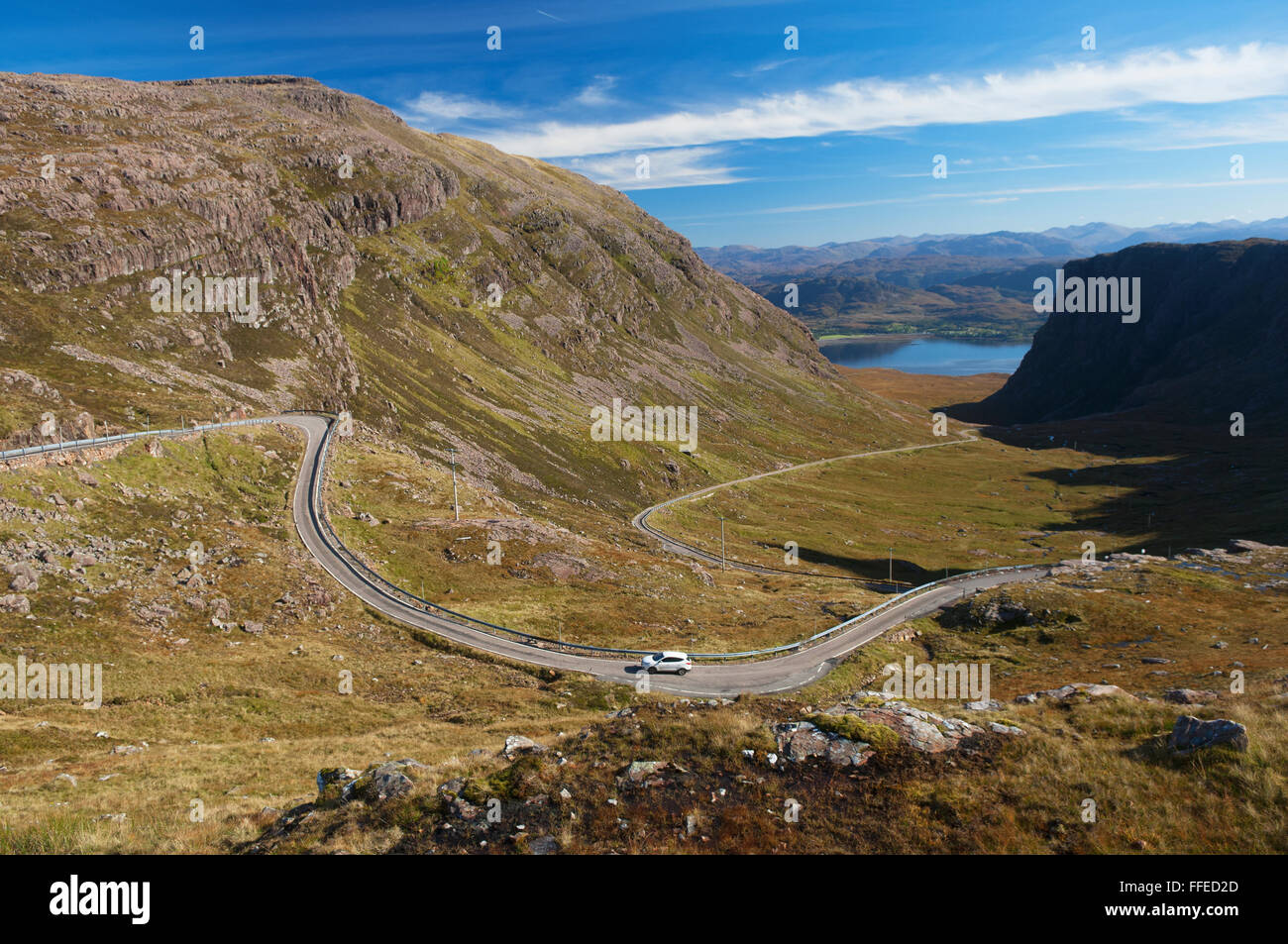 The mountain pass to Applecross (or Bealach na Bà) - Ross-shire, Scottish Highlands. Stock Photo