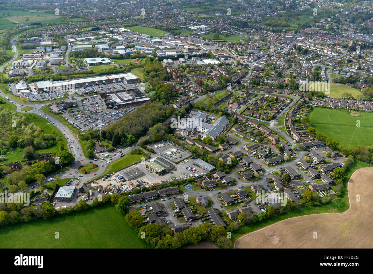 An aerial view of Malvern Link, Great Malvern Stock Photo