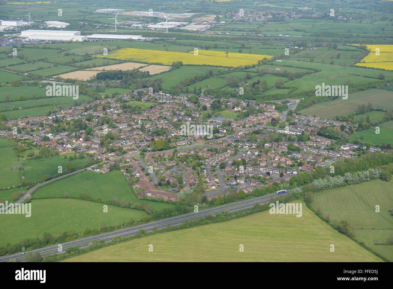 An aerial view of the Northamptonshire village of Kilsby Stock Photo