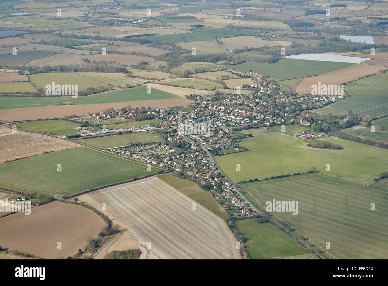 An aerial view of the Suffolk village of Kirton and surrounding