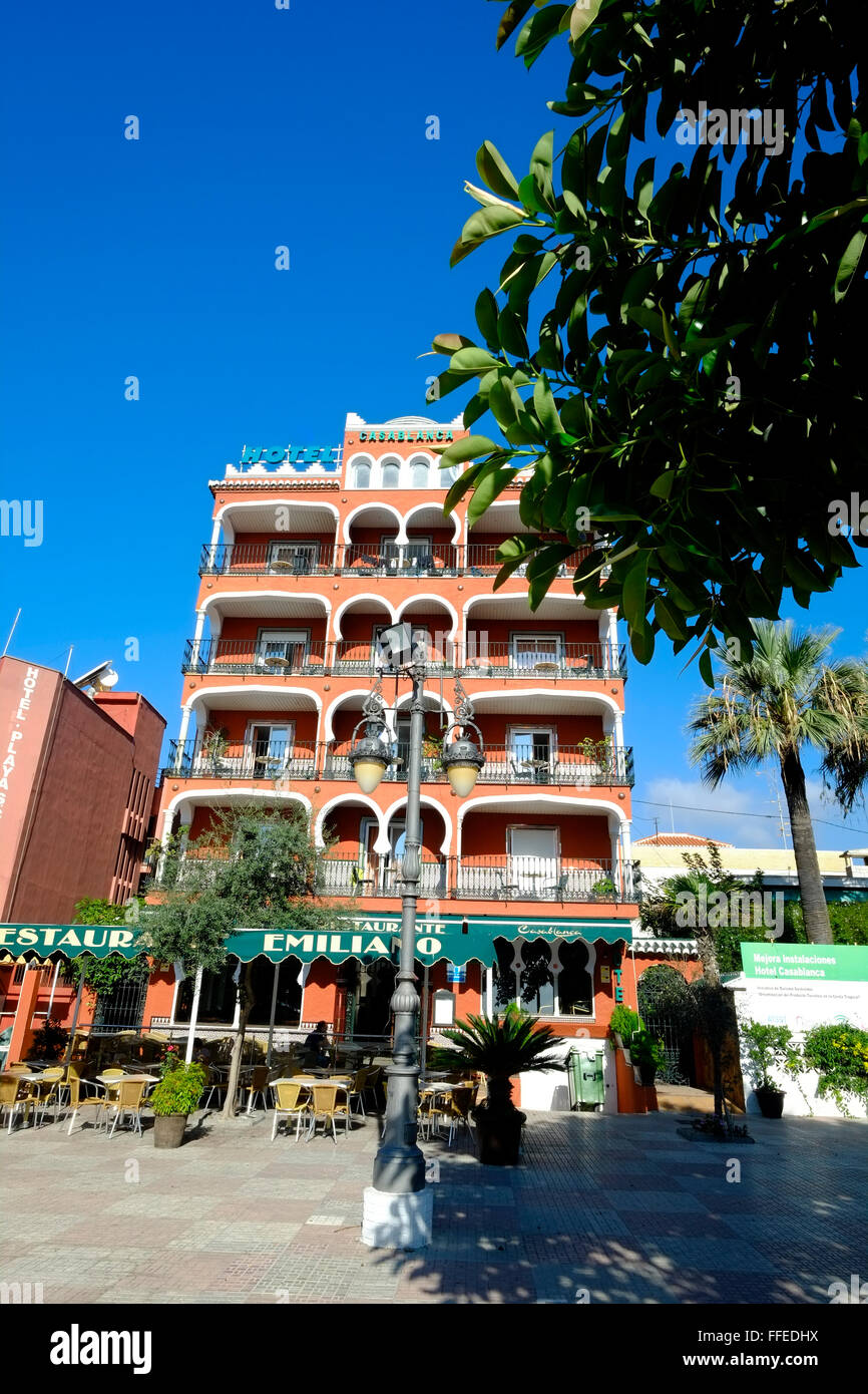 Hotel Casablanca, Plaza de San Cristóbal, Almuñécar, Costa Tropical, Andalucia. Spain Stock Photo