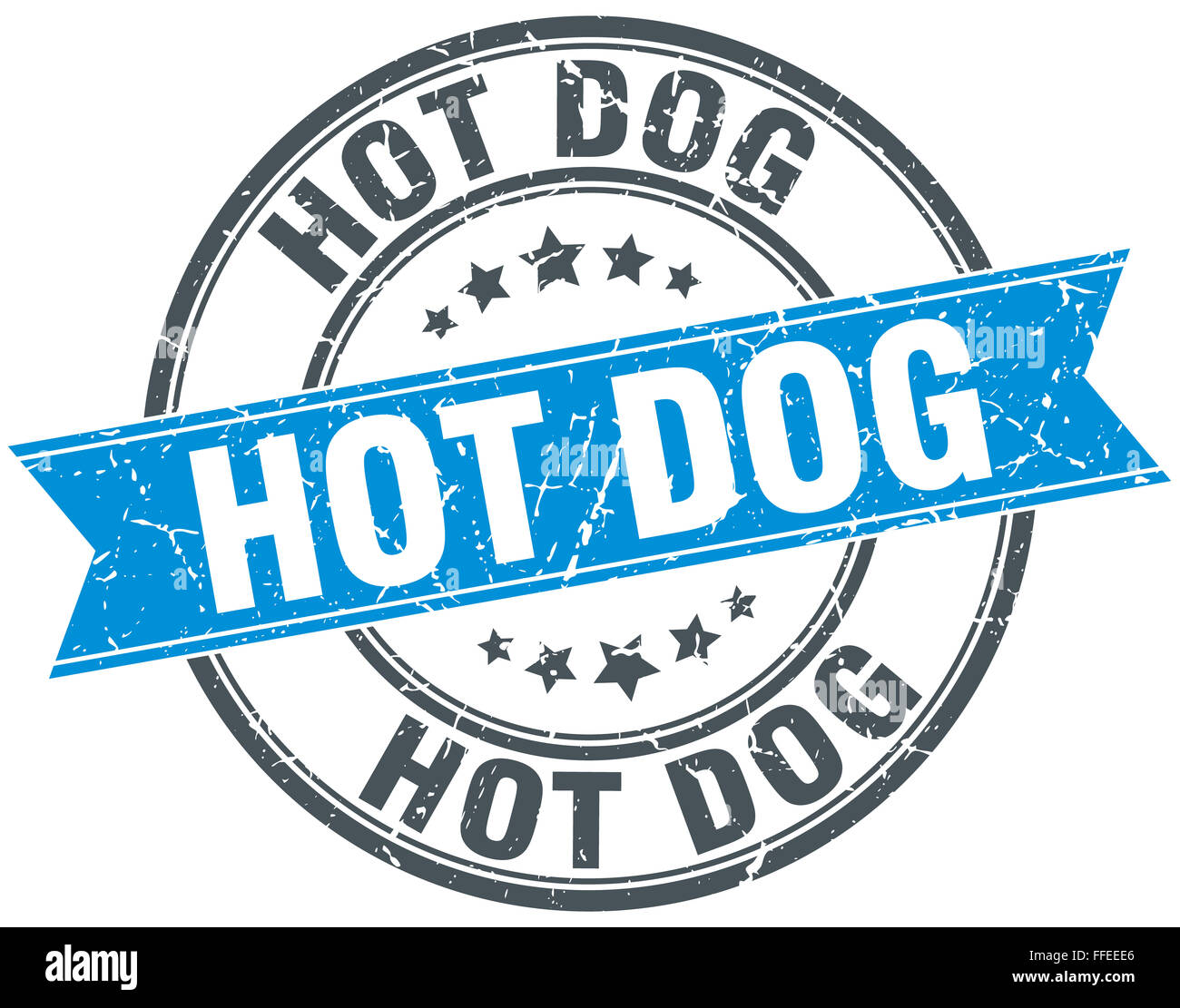 hot dog blue round grunge vintage ribbon stamp Stock Photo - Alamy