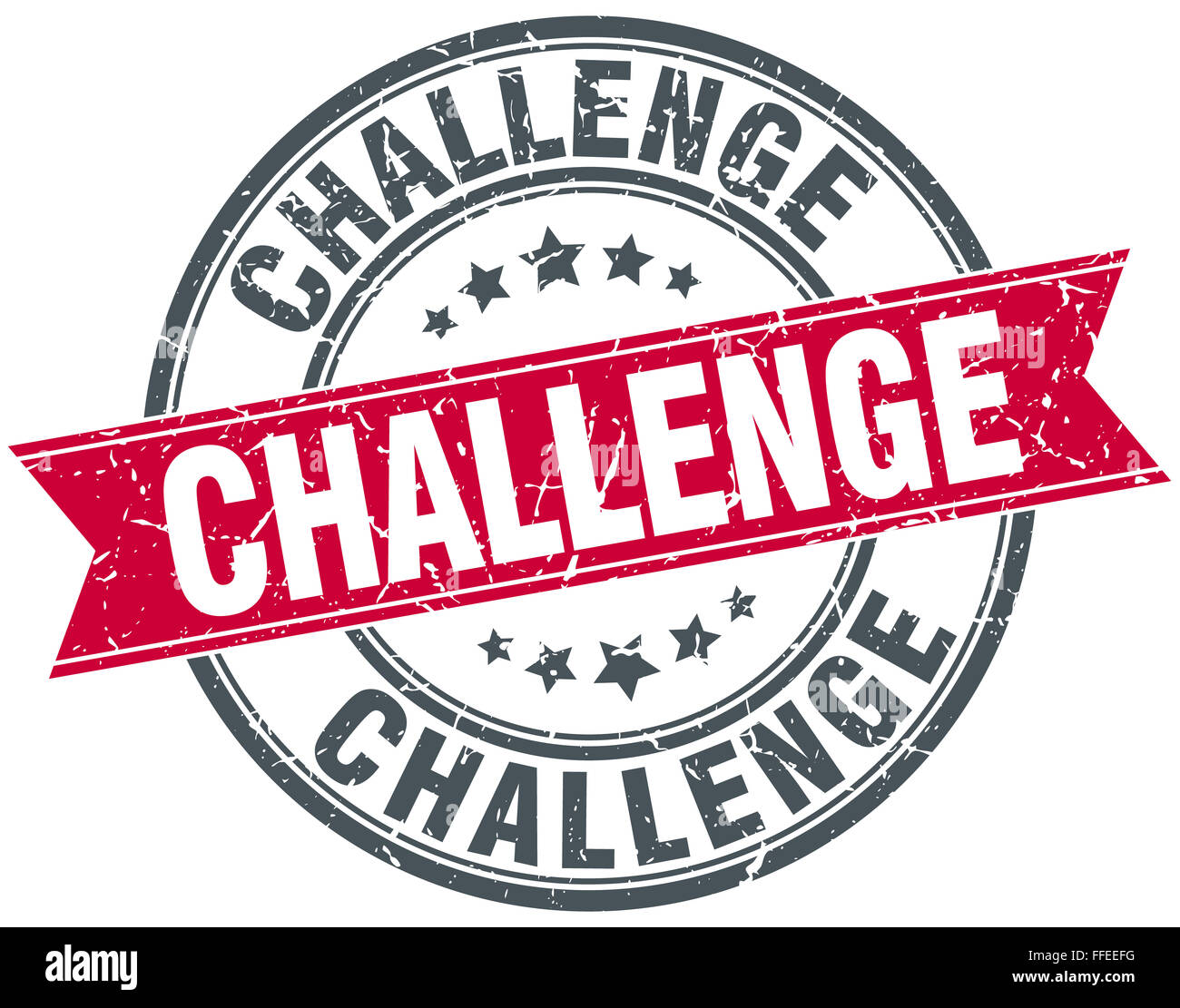 challenge red round grunge vintage ribbon stamp Stock Photo - Alamy
