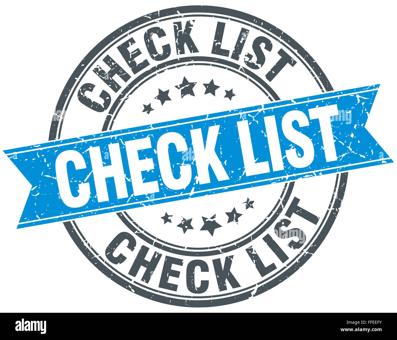 check list blue round grunge vintage ribbon stamp Stock Photo - Alamy