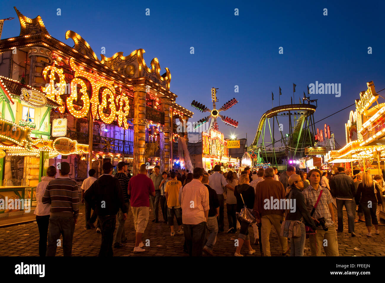 Europe, Germany, Duesseldorf, fun fair at the banks of the river Rhine in the town district Oberkassel. Stock Photo