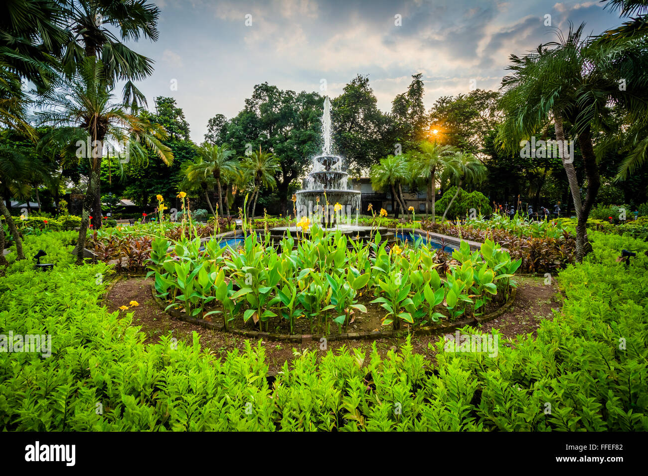 Garden and fountain at Fort Santiago, in Intramuros, Manila, The